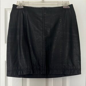 Free People Black Leather Skirt